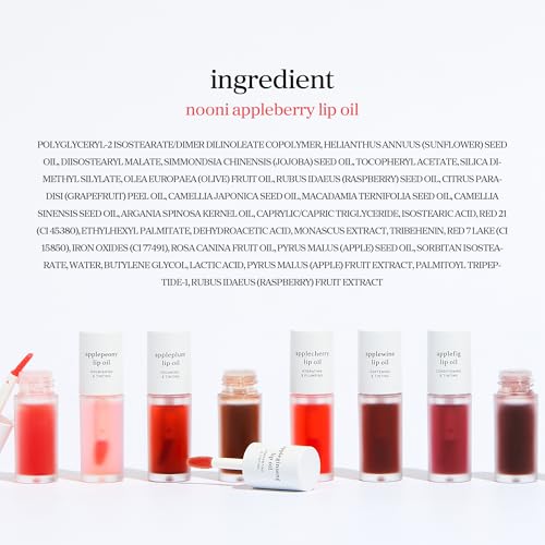 NOONI Korean Lip Oil - Appleberry | Long-Lasting, Moisturizing, Plumping, Revitalizing for Dry Lips, Waterproof, No Peel Off, Hydrating, Nourishing Crystal Clear, Stocking Stuffers, 0.12 FL Oz - TrustMedUSA