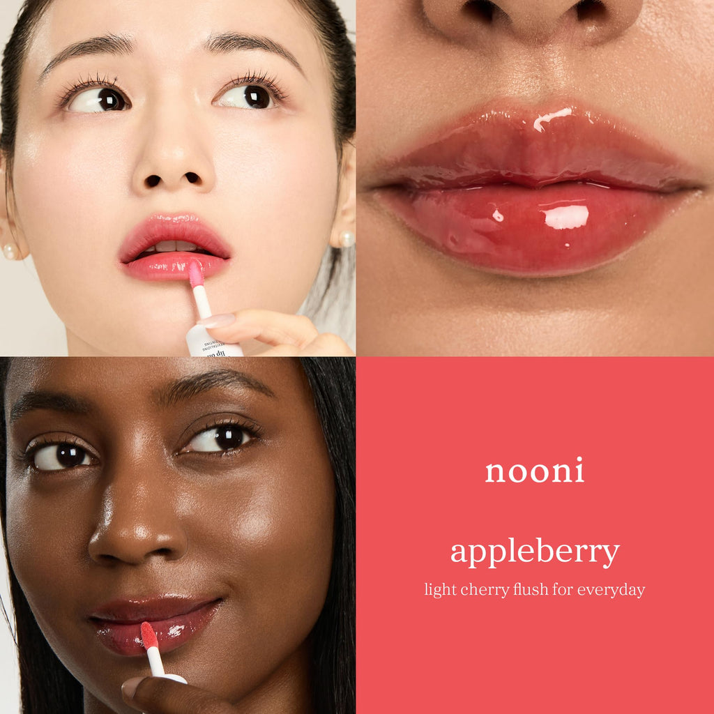 NOONI Korean Lip Oil - Appleberry | Long-Lasting, Moisturizing, Plumping, Revitalizing for Dry Lips, Waterproof, No Peel Off, Hydrating, Nourishing Crystal Clear, Stocking Stuffers, 0.12 FL Oz - TrustMedUSA
