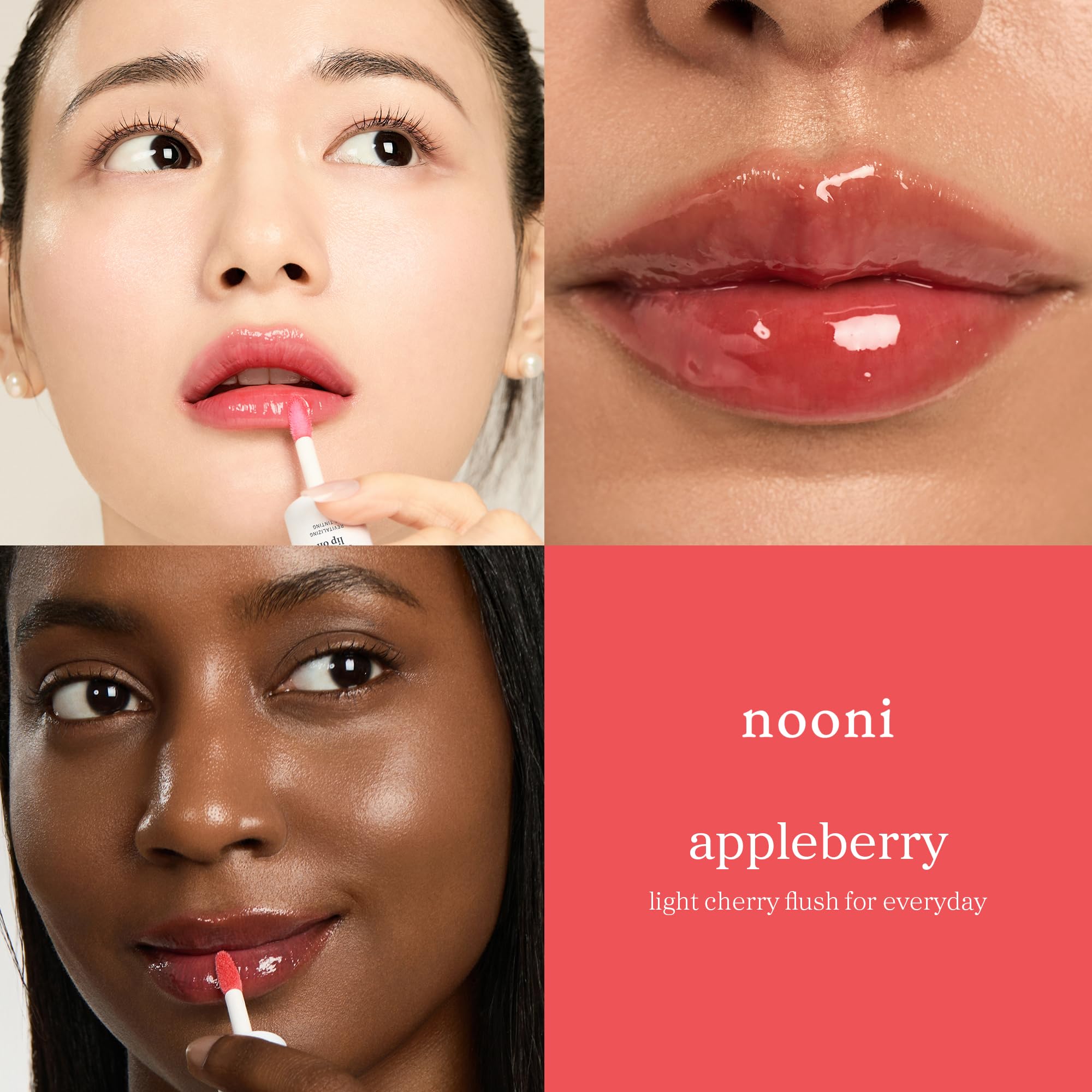 NOONI Korean Lip Oil - Appleberry | Long-Lasting, Moisturizing, Plumping, Revitalizing for Dry Lips, Waterproof, No Peel Off, Hydrating, Nourishing Crystal Clear, Stocking Stuffers, 0.12 FL Oz - TrustMedUSA