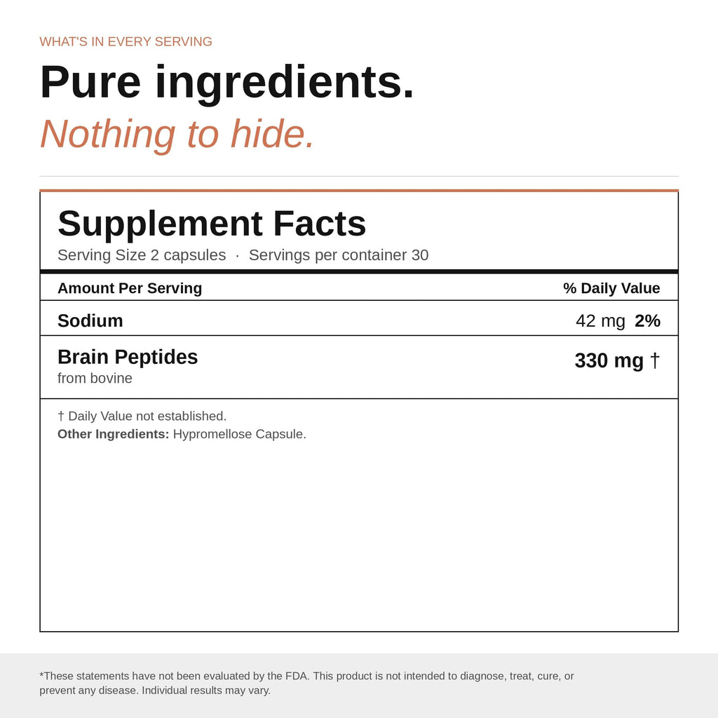 Nootropic Brain Supplement – Grass-Fed Bovine Brain Peptides for Focus, Memory & Mental Clarity – Ancestral Cognitive Support – Argentine Pasture-Raised, Non-GMO – 60 Capsules - TrustMedUSA