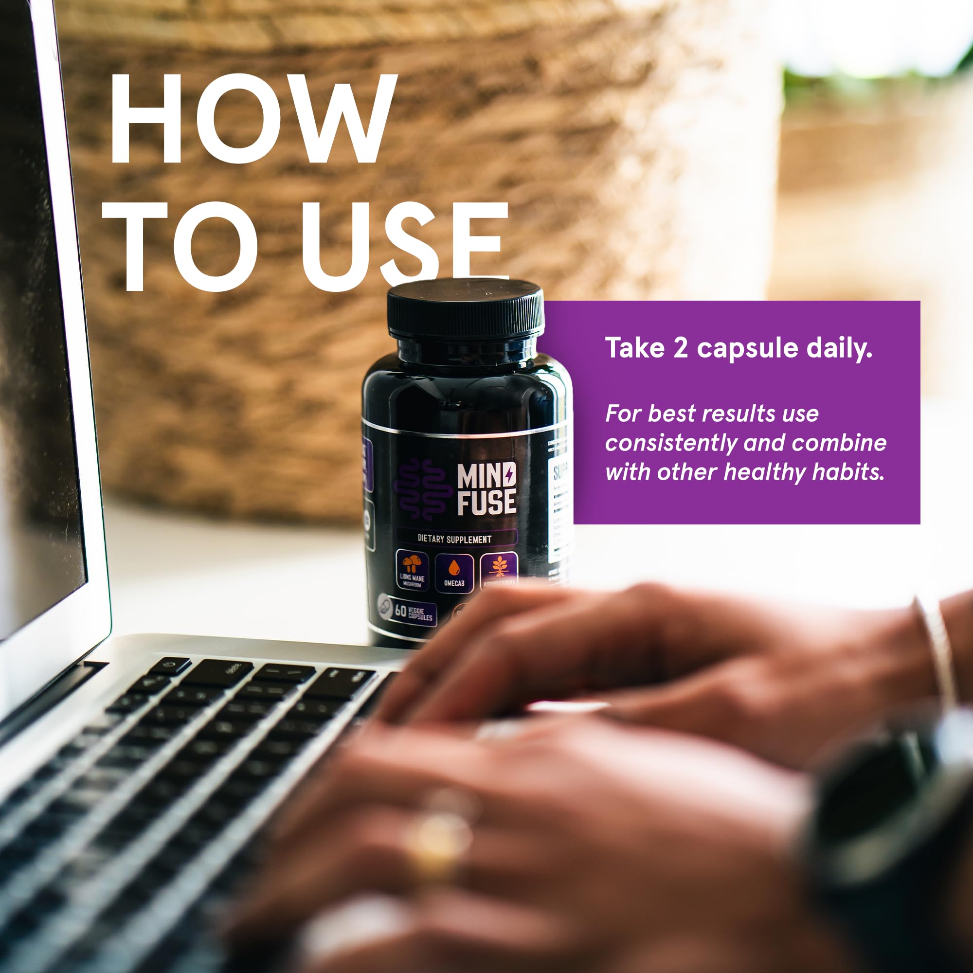 Nootropic Memory Booster Supplement for Adults - Lion’s Mane Capsules with Omega-3, Ashwagandha & L-Theanine for Focus & Memory - Gluten-Free 60 Capsules - TrustMedUSA