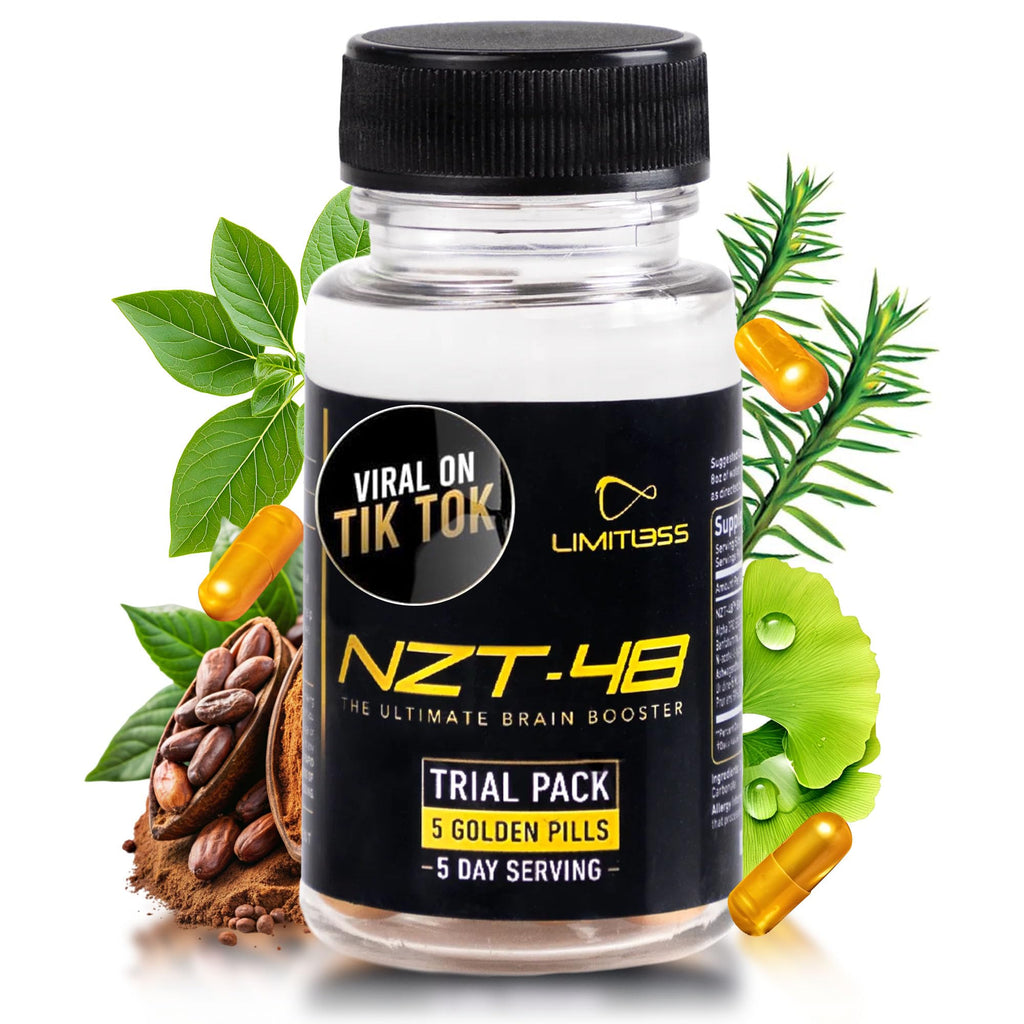 Nootropic Premium Brain Booster - Brain Supplement for Memory + Focus + Natural Energy - Caffeinated, Phosphatidylserine, Vitamins B6 B12-5ct Capsules - Travel Pack - TrustMedUSA