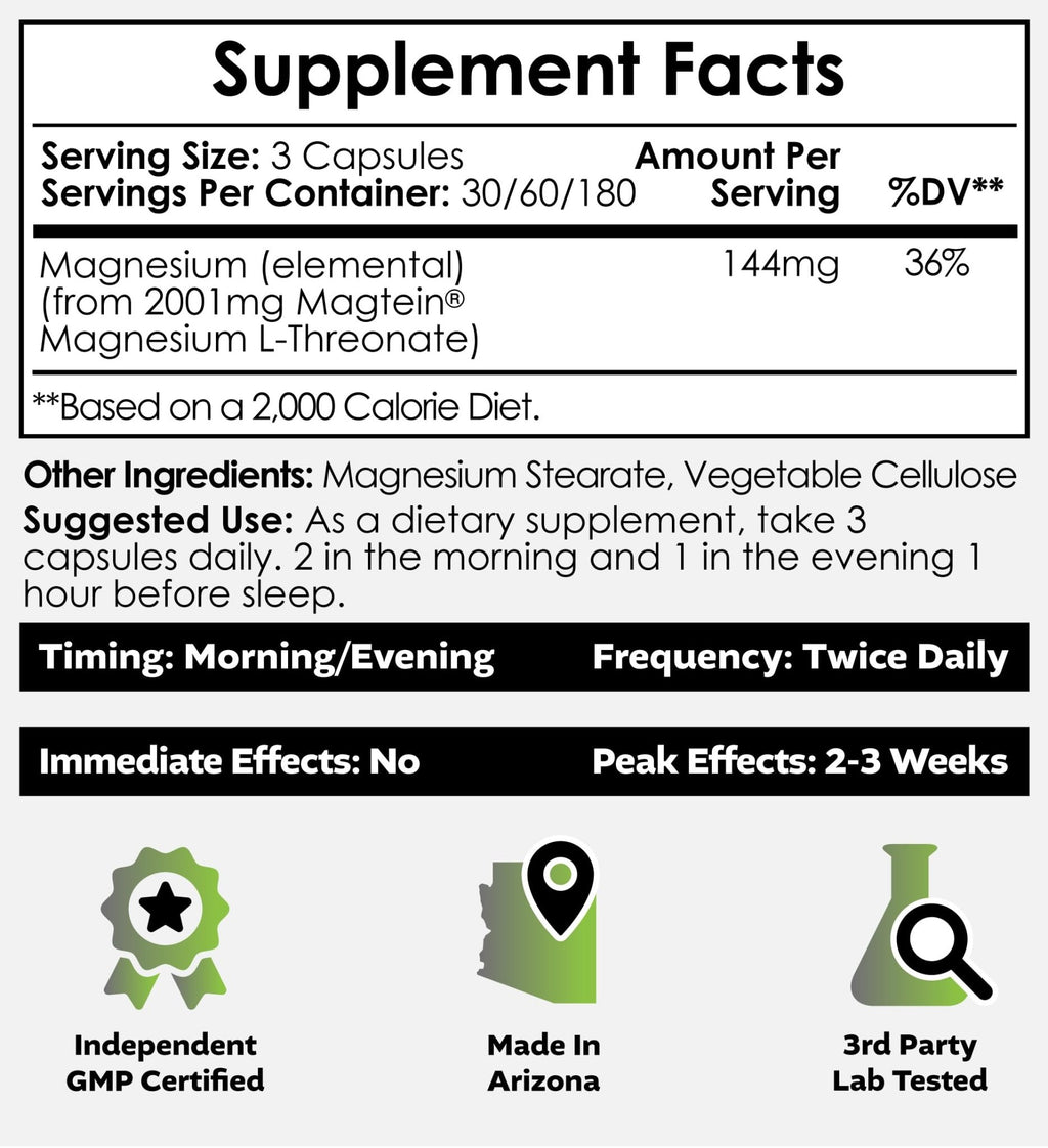 Nootropics Depot Magtein Magnesium L-Threonate Capsules | 90 Count | Mineral Supplement | Natural | Supports Mitochondrial Function | Boosts Energy and Cognitive Function - TrustMedUSA