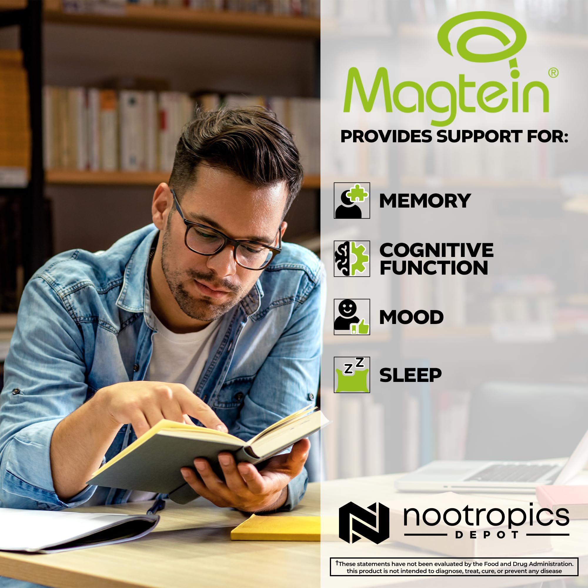 Nootropics Depot Magtein Magnesium L-Threonate Capsules | 90 Count | Mineral Supplement | Natural | Supports Mitochondrial Function | Boosts Energy and Cognitive Function - TrustMedUSA