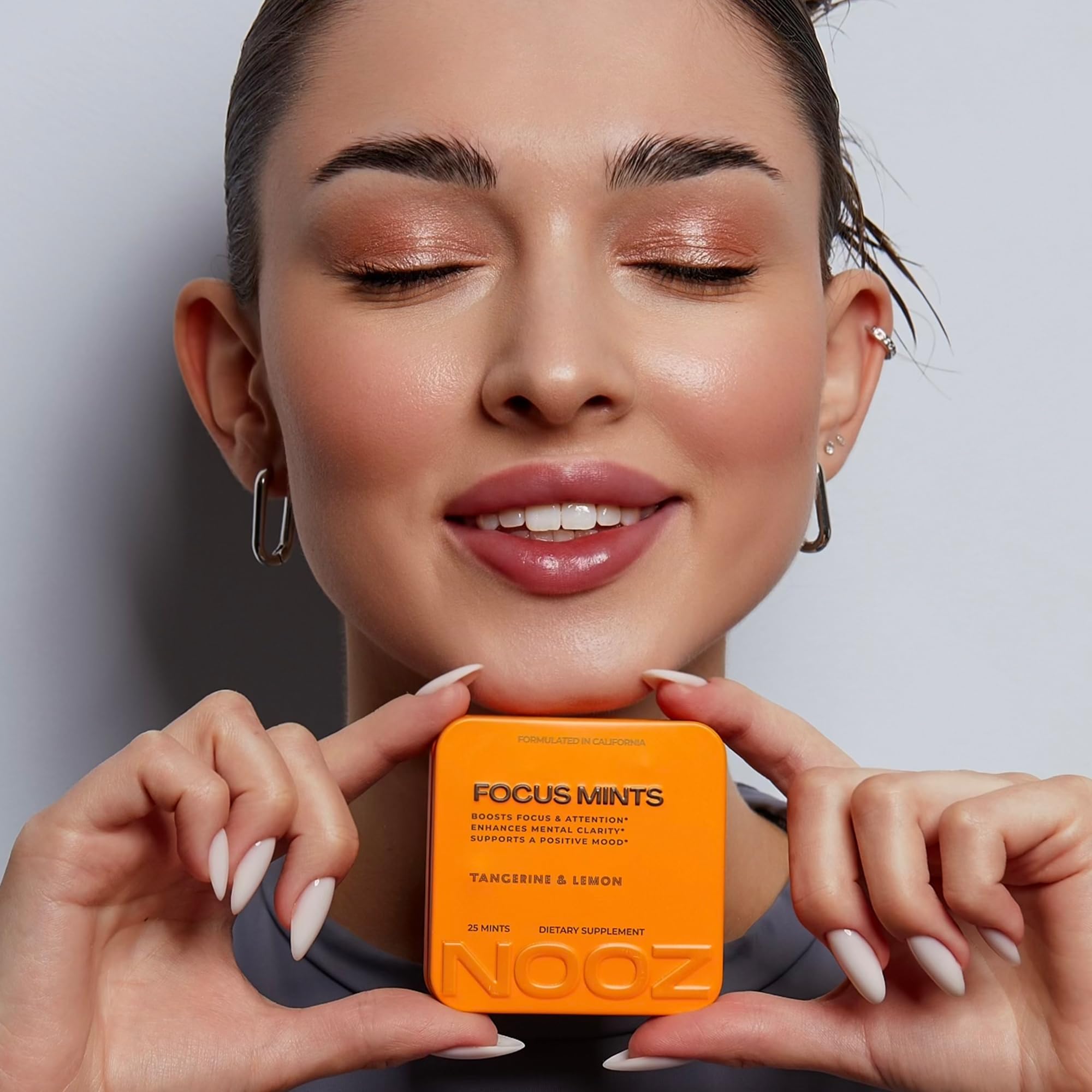 NOOZ Focus Mints Refill Bag - Caffeine-Free Brain Booster for Mental Clarity-Tangerine & Lemon Flavor | Sugar-Free, Travel-Friendly Supplement with Vitamin C, B6, B12 - Non-GMO, Clean Label, 150 Mints - TrustMedUSA