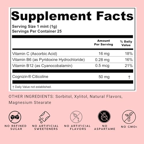 NOOZ Focus Mints Refill Bag - Caffeine-Free Brain Booster for Mental Clarity-Tangerine & Lemon Flavor | Sugar-Free, Travel-Friendly Supplement with Vitamin C, B6, B12 - Non-GMO, Clean Label, 150 Mints - TrustMedUSA