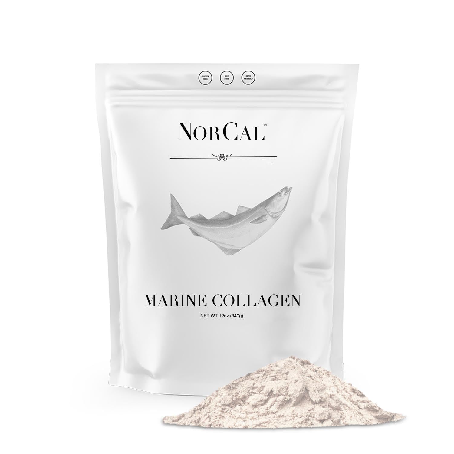 Norcal Marine Collagen - 12oz Marine Collagen Peptides Powder | High Protein, Zero Fat/Sugar/Carb | Skin, Hair, Nail & Joint Health | Low Metals, US GMP Certified - Maple Wellness Supplements