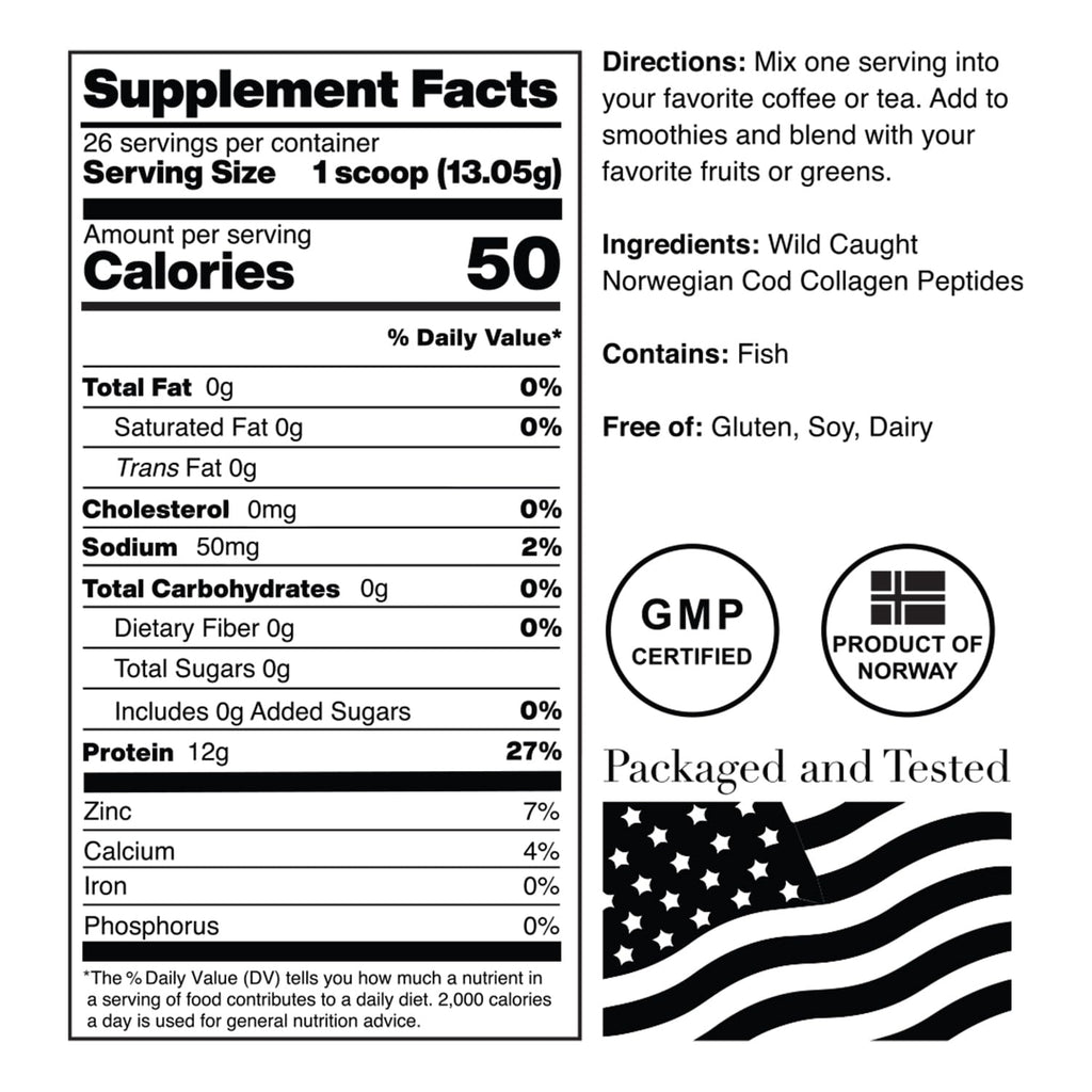 Norcal Marine Collagen - 12oz Marine Collagen Peptides Powder | High Protein, Zero Fat/Sugar/Carb | Skin, Hair, Nail & Joint Health | Low Metals, US GMP Certified - Maple Wellness Supplements