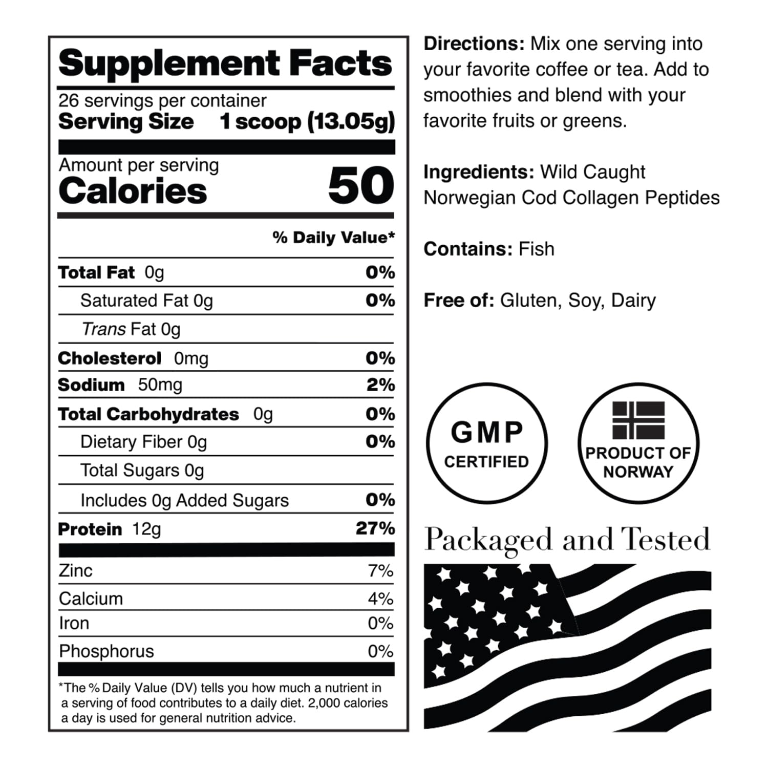 Norcal Marine Collagen - 12oz Marine Collagen Peptides Powder | High Protein, Zero Fat/Sugar/Carb | Skin, Hair, Nail & Joint Health | Low Metals, US GMP Certified - Maple Wellness Supplements