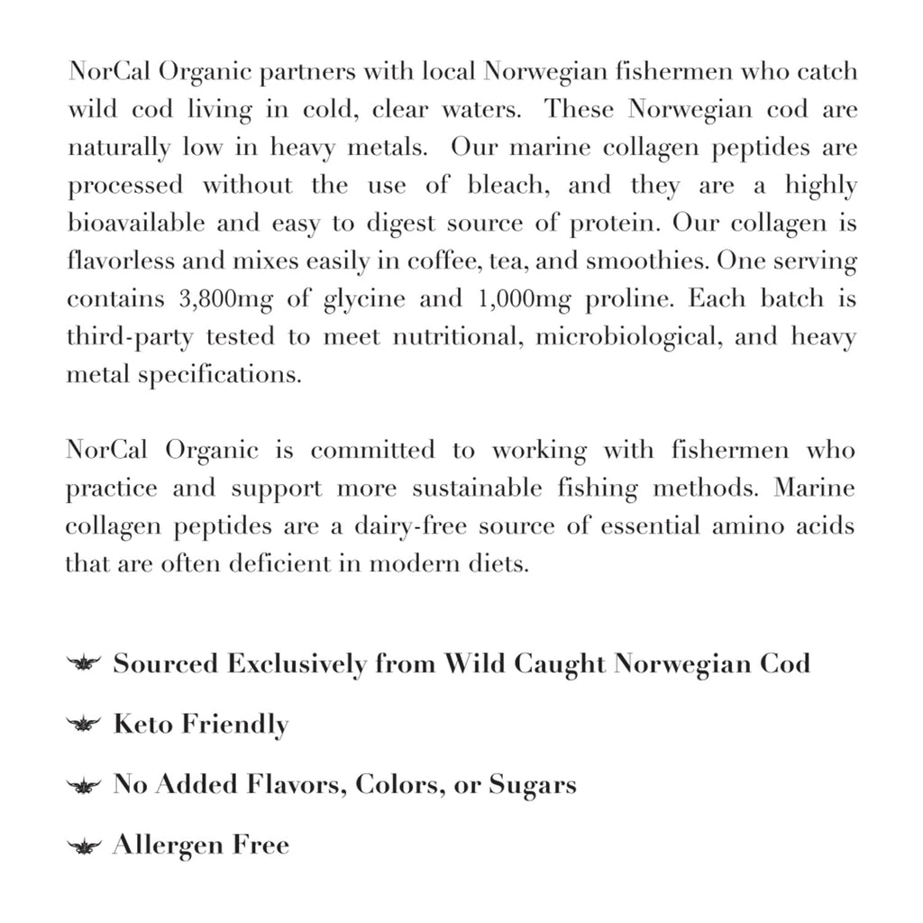 Norcal Marine Collagen - 12oz Marine Collagen Peptides Powder | High Protein, Zero Fat/Sugar/Carb | Skin, Hair, Nail & Joint Health | Low Metals, US GMP Certified - Maple Wellness Supplements