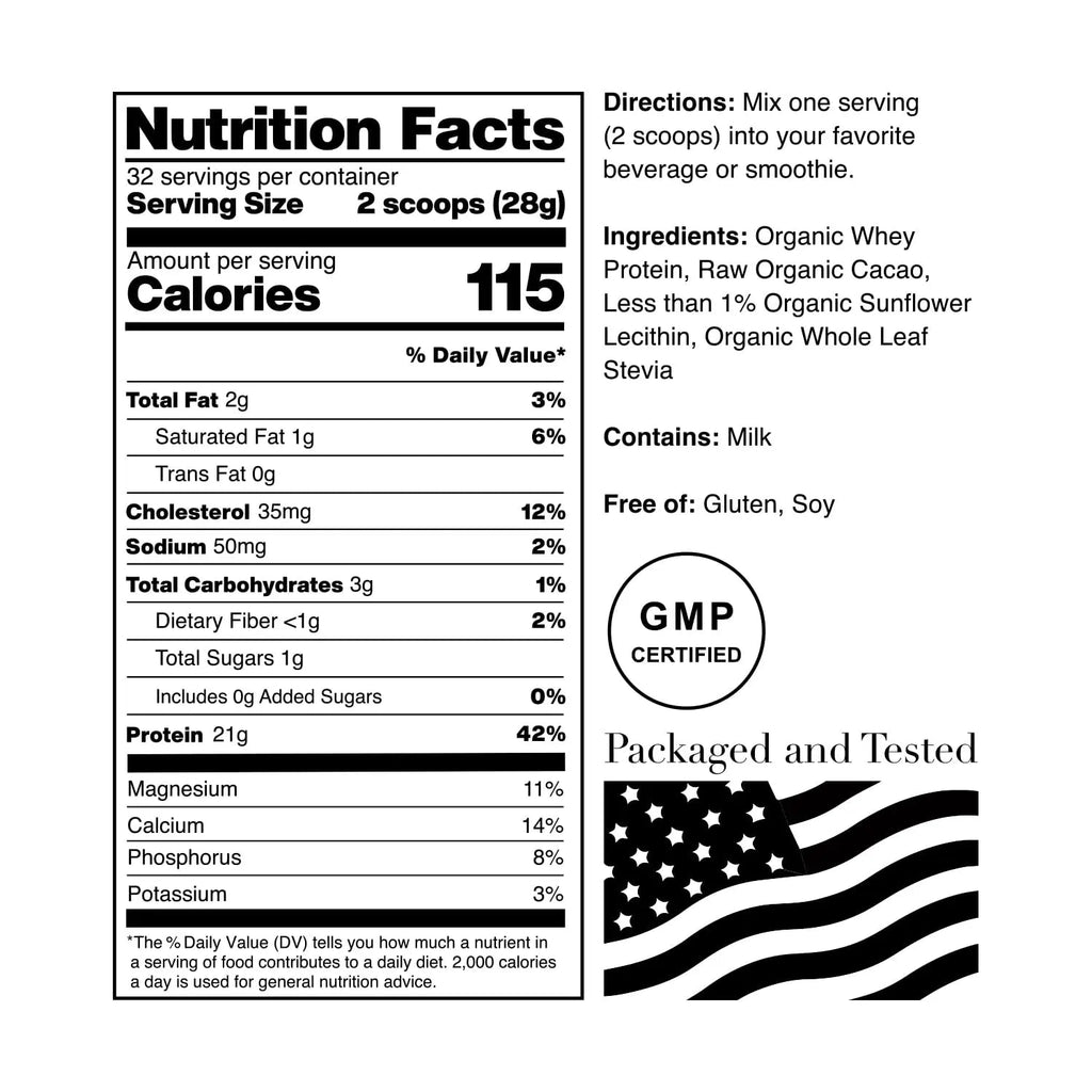 NorCal Organic Chocolate Whey Protein - 2lbs | 100% USA Grass-Fed, USDA Certified - TrustMedUSA