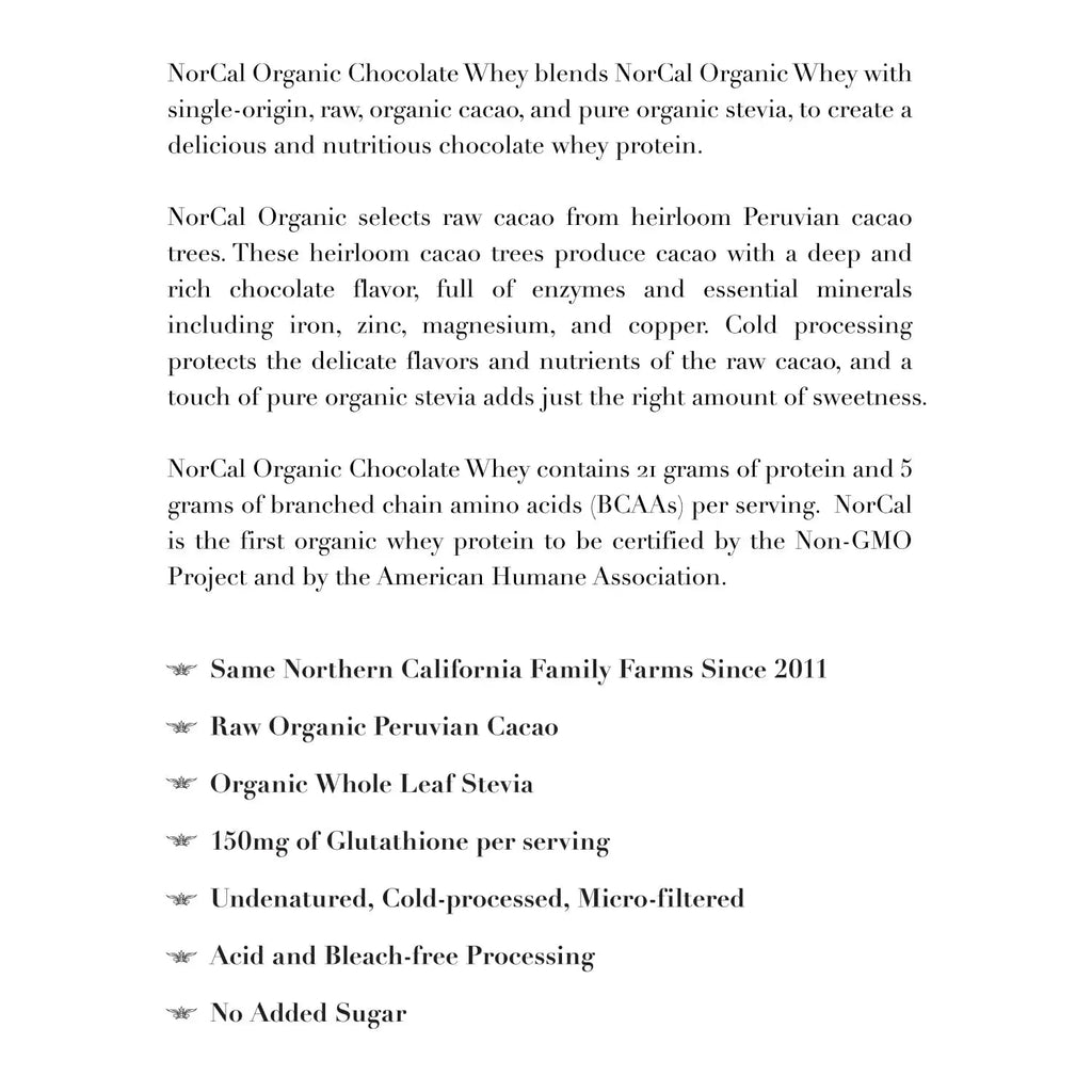 NorCal Organic Chocolate Whey Protein - 2lbs | 100% USA Grass-Fed, USDA Certified - TrustMedUSA