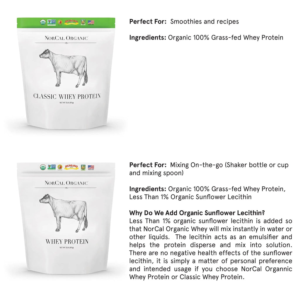 NorCal Organic Classic Whey Protein - 2lbs Bulk | 100% Grass-Fed & Finished - TrustMedUSA