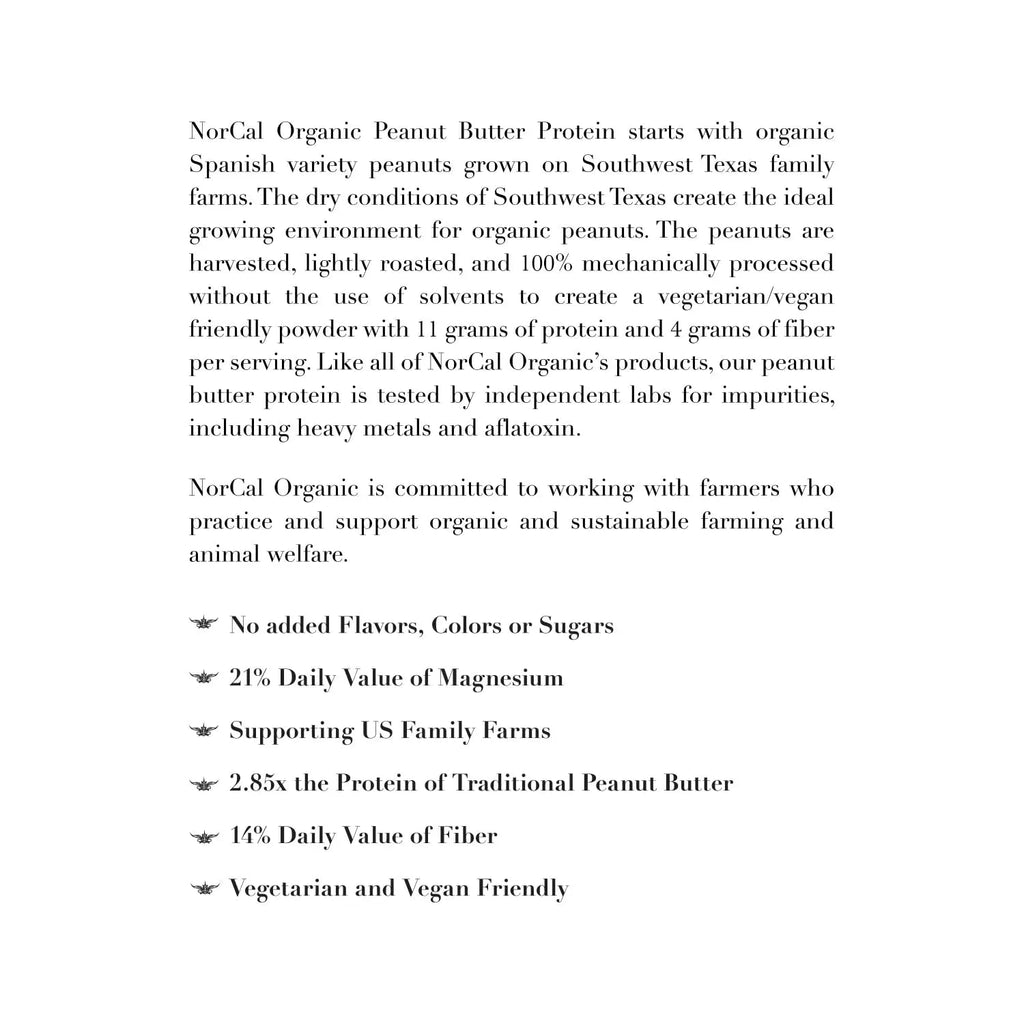 Norcal Organic Peanut Butter Protein Powder - 2lb | Vegan, Low-Cal, 11g Protein - TrustMedUSA