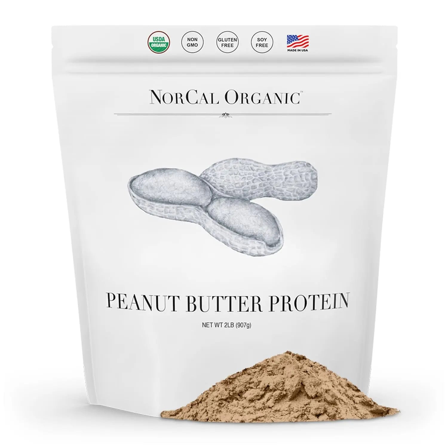 Norcal Organic Peanut Butter Protein Powder - 2lb | Vegan, Low-Cal, 11g Protein - TrustMedUSA