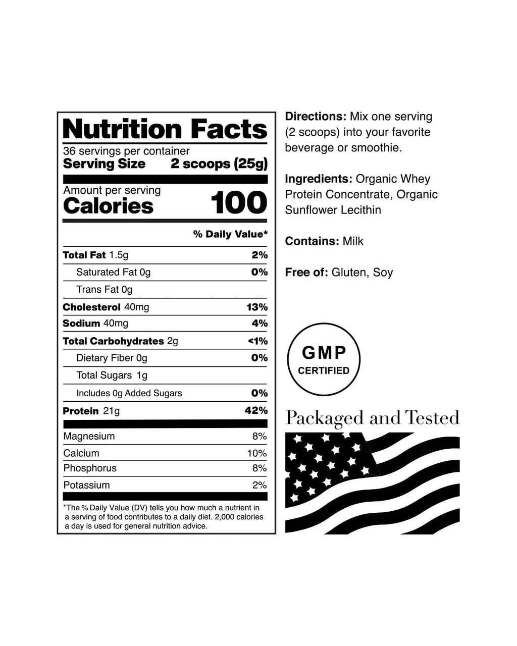 NorCal Organic Unflavored Whey Protein - 2lbs Bulk | 100% Grass-Fed, USDA Certified - TrustMedUSA