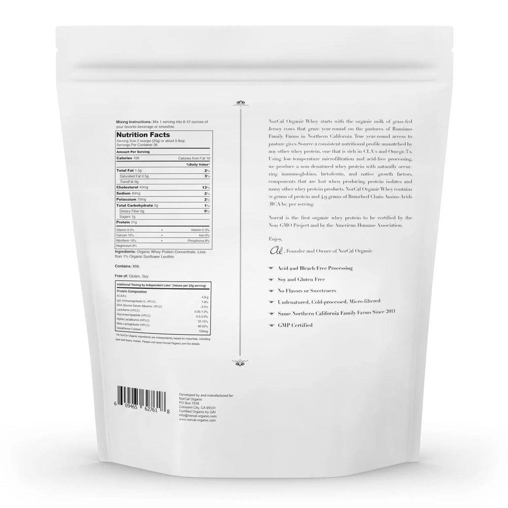 NorCal Organic Unflavored Whey Protein - 2lbs Bulk | 100% Grass-Fed, USDA Certified - TrustMedUSA