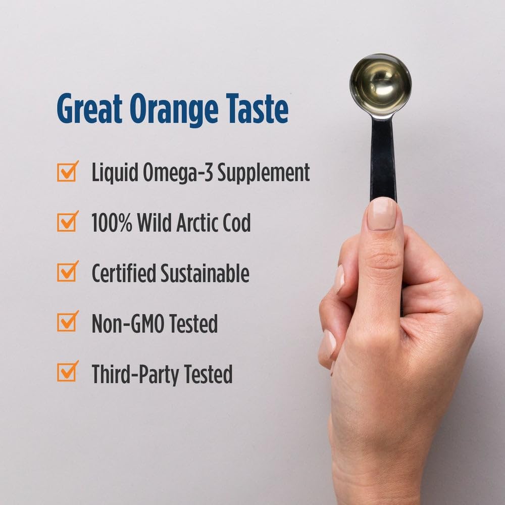 Nordic Naturals Arctic Cod Liver Oil, Orange - 16 oz - 1060 mg Total Omega-3s with EPA & DHA - Heart & Brain Health, Healthy Immunity, Overall Wellness - Non-GMO - 96 Servings - TrustMedUSA
