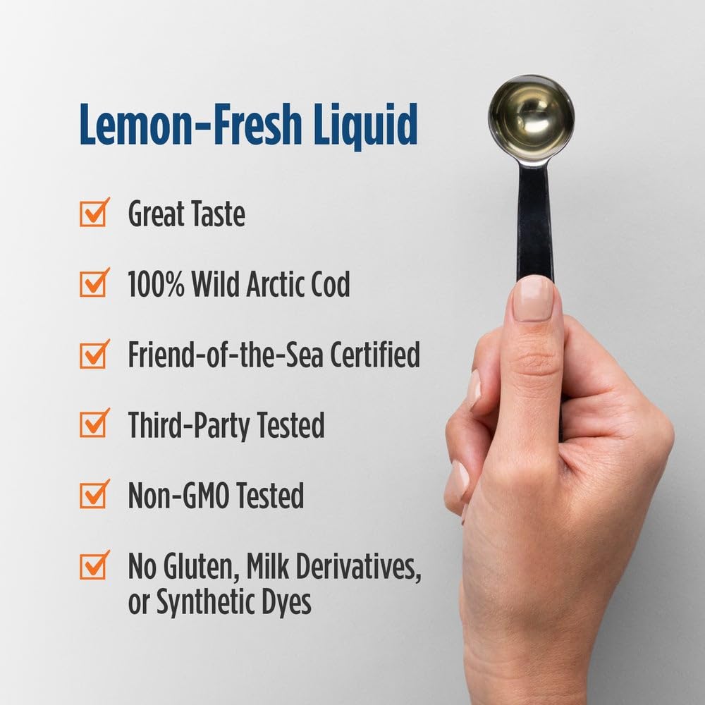 Nordic Naturals Arctic-D Cod Liver Oil, Lemon - 8 oz - 1060 mg Total Omega-3s + 1000 IU Vitamin D3 - EPA & DHA - Heart, Brain, Bone, Immune & Mood Support - Non-GMO - 48 Servings - TrustMedUSA