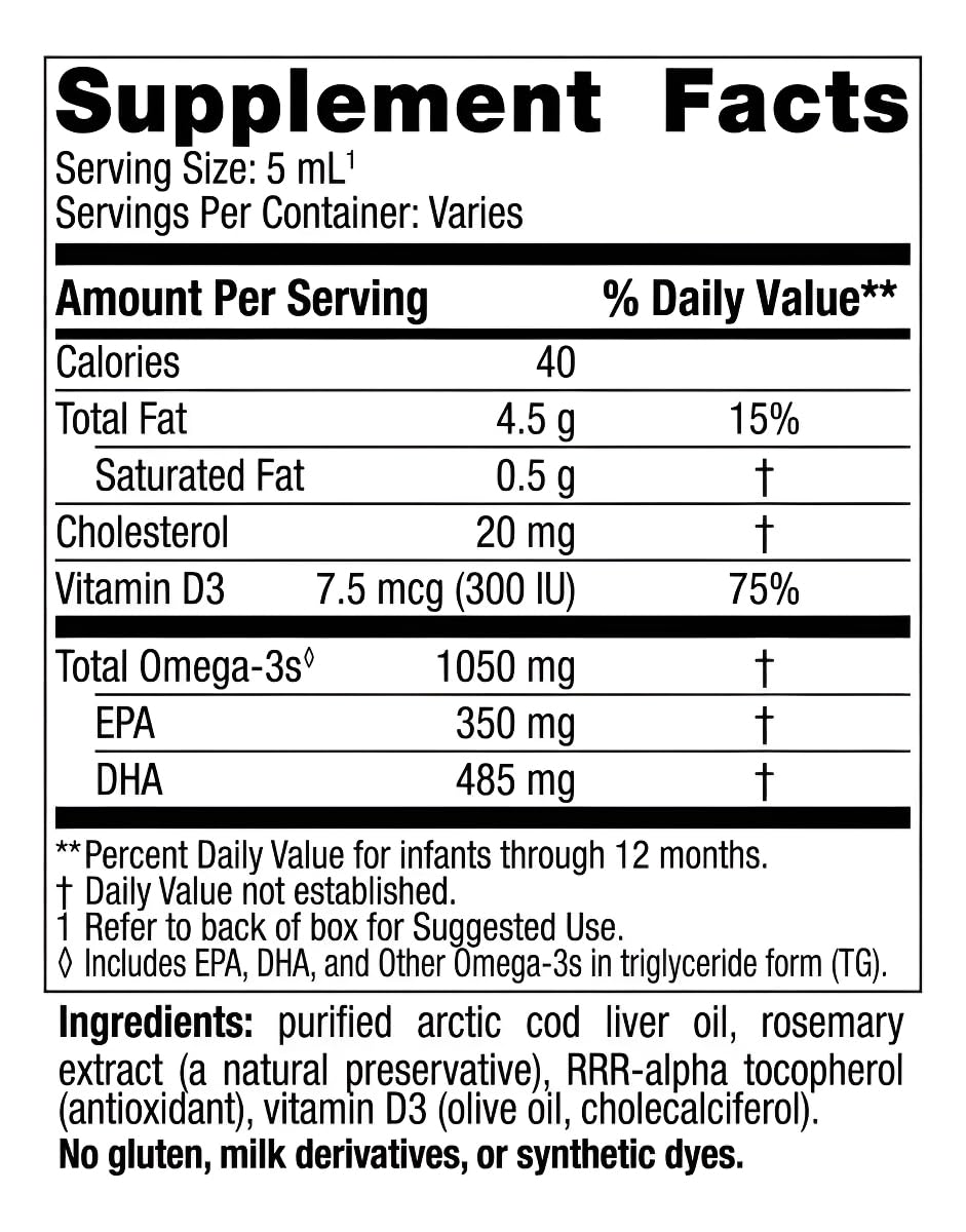 Nordic Naturals Baby’s DHA, Unflavored - 2 oz - 1050 mg Omega-3 + 300 IU Vitamin D3 - Supports Brain, Vision & Nervous System Development in Babies - Non-GMO - Servings May Vary - TrustMedUSA