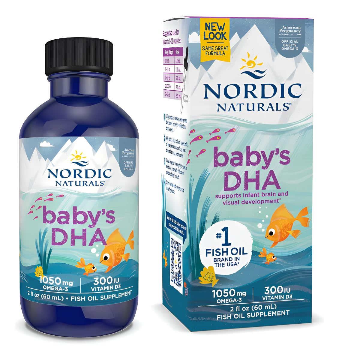 Nordic Naturals Baby’s DHA, Unflavored - 2 oz - 1050 mg Omega-3 + 300 IU Vitamin D3 - Supports Brain, Vision & Nervous System Development in Babies - Non-GMO - Servings May Vary - TrustMedUSA