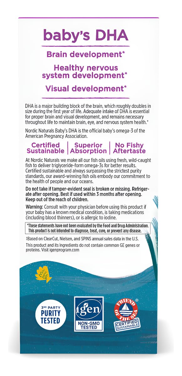 Nordic Naturals Baby’s DHA, Unflavored - 2 oz - 1050 mg Omega-3 + 300 IU Vitamin D3 - Supports Brain, Vision & Nervous System Development in Babies - Non-GMO - Servings May Vary - TrustMedUSA