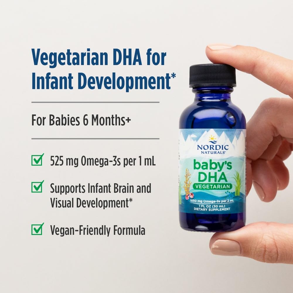 Nordic Naturals Baby’s DHA Vegetarian, Unflavored - 1050 mg Plant-Based Omega-3-1 oz - Supports Brain & Vision Development in Babies - Non-GMO, Vegan - 15 Servings - TrustMedUSA
