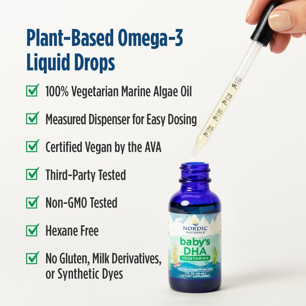 Nordic Naturals Baby’s DHA Vegetarian, Unflavored - 1050 mg Plant-Based Omega-3-1 oz - Supports Brain & Vision Development in Babies - Non-GMO, Vegan - 15 Servings - TrustMedUSA