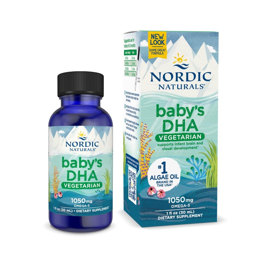 Nordic Naturals Baby’s DHA Vegetarian, Unflavored - 1050 mg Plant-Based Omega-3-1 oz - Supports Brain & Vision Development in Babies - Non-GMO, Vegan - 15 Servings - TrustMedUSA