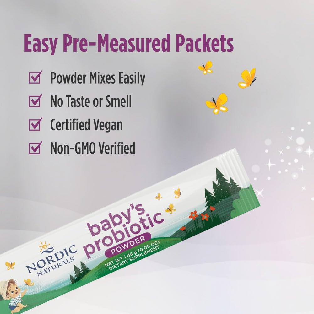 Nordic Naturals Baby’s Nordic Flora Probiotic Powder, Unflavored - 30 Packets - 4 Billion CFU - Digestive Health & Immune Support for Babies & Toddlers (6 Months to 3 Years) - 30 Servings - TrustMedUSA