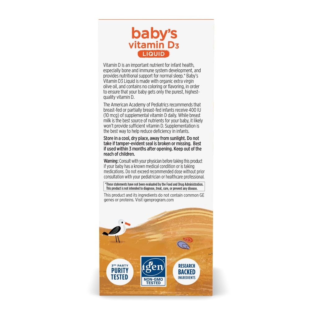 Nordic Naturals Baby’s Vitamin D3, Unflavored - 0.76 oz - 400 IU Vitamin D3 - Healthy Bones, Immune System Support, Normal Sleep Rhythms - Non-GMO, Certified Vegetarian - 90 Servings - TrustMedUSA