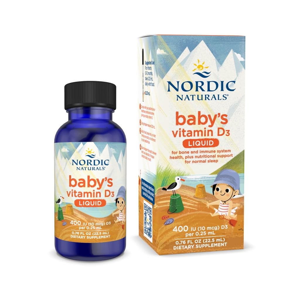 Nordic Naturals Baby’s Vitamin D3, Unflavored - 0.76 oz - 400 IU Vitamin D3 - Healthy Bones, Immune System Support, Normal Sleep Rhythms - Non-GMO, Certified Vegetarian - 90 Servings - TrustMedUSA