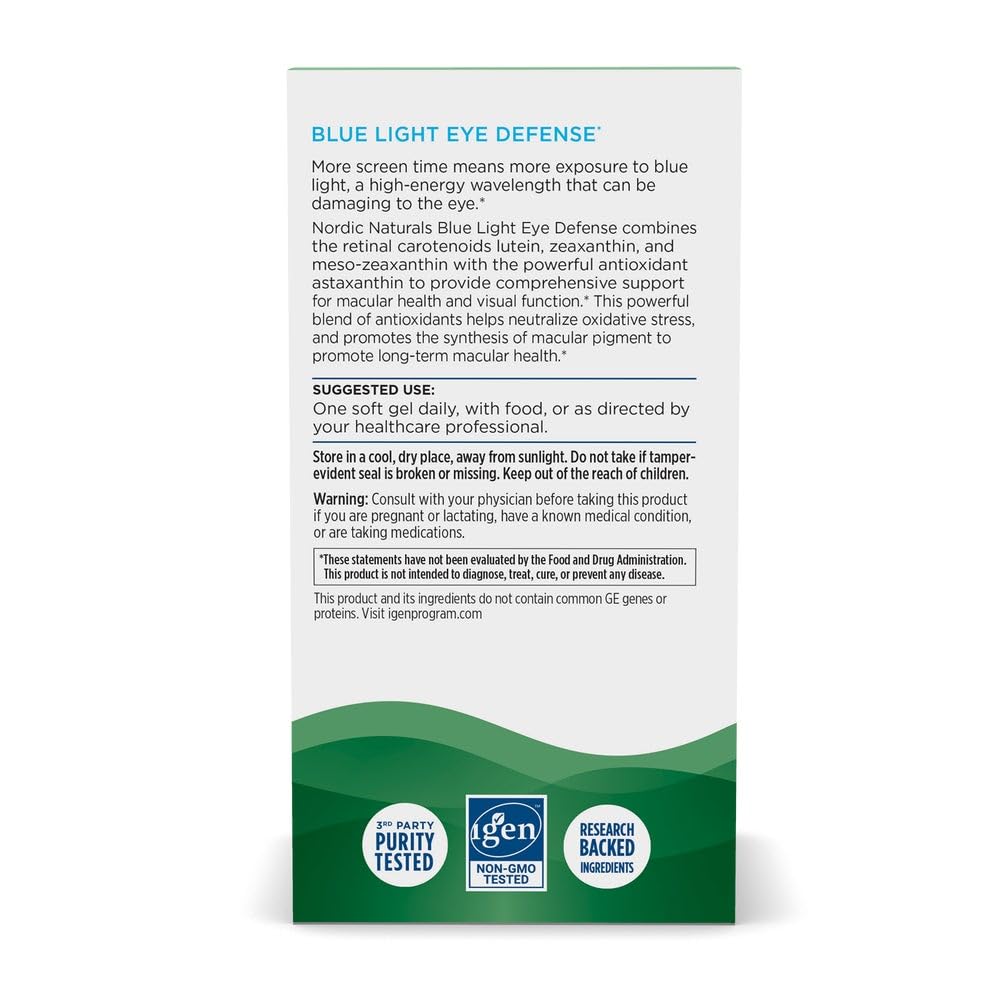 Nordic Naturals Blue Light Defense - 60 Soft Gels - Four Phytonutrients with Complementary Antioxidant Capacities - Supports Retinal Health, Visual Function - Non-GMO - 60 Servings - TrustMedUSA