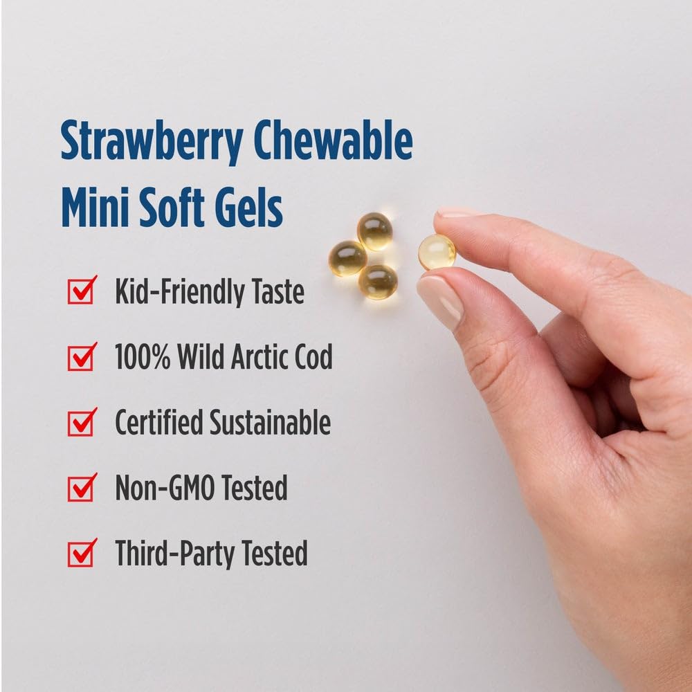 Nordic Naturals Children’s DHA, Strawberry - 360 Mini Chewable Soft Gels for Kids - 250 mg Omega-3 with EPA & DHA - Brain Development & Function - Non-GMO - 90 Servings - TrustMedUSA