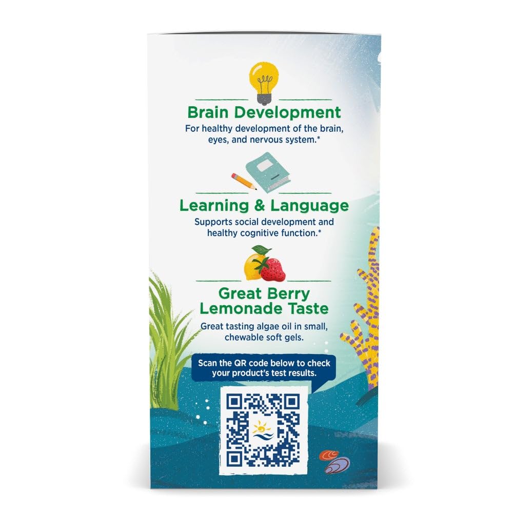 Nordic Naturals Children's DHA Vegetarian - Kids DHA Omega-3 Supplement -Algae Oil - Berry Lemonade Mini Chewables - Plant-Based Formula for Ages 3+ - 120 Soft Gels - 40 Servings - TrustMedUSA