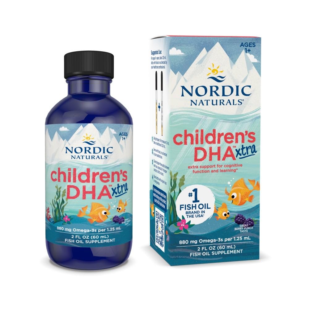 Nordic Naturals Children’s DHA Xtra, Berry Punch - 2 oz for Kids - 880 mg Total Omega-3s with EPA & DHA - Cognitive & Immune Function, Learning, Social Development - Non-GMO - 48 Servings - TrustMedUSA