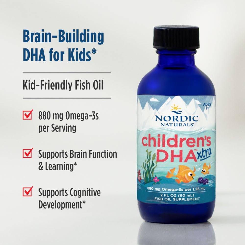 Nordic Naturals Children’s DHA Xtra, Berry Punch - 2 oz for Kids - 880 mg Total Omega-3s with EPA & DHA - Cognitive & Immune Function, Learning, Social Development - Non-GMO - 48 Servings - TrustMedUSA