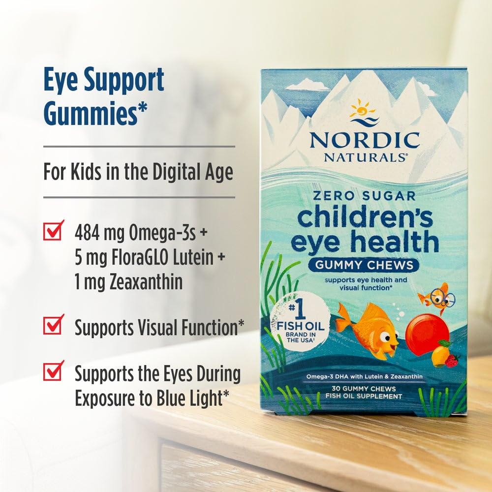 Nordic Naturals Children’s Eye Health Gummies, Strawberry Lemonade - 30 Gummies for Kids - 484 mg Total Omega-3s DHA, Lutein & Zeaxanthin - Brain Health, Antioxidant Support, Non-GMO - 30 Servings - TrustMedUSA