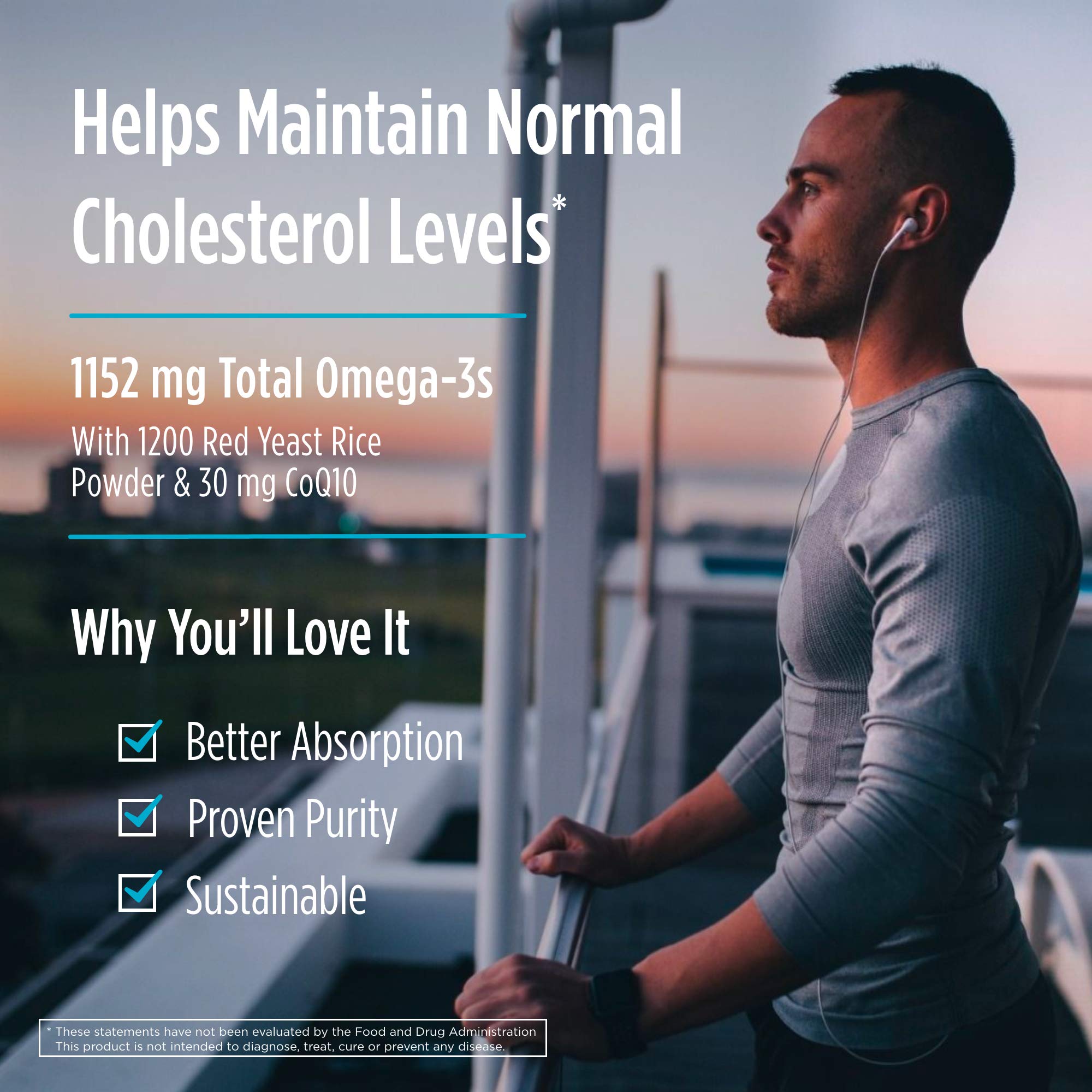Nordic Naturals Cholesterol Support, Lemon - 60 Soft Gels - 975 Omega-3 + Red Yeast Rice & CoQ10 - Normal Cholesterol, Antioxidant Support - EPA & DHA - Non-GMO - 20 Servings - TrustMedUSA