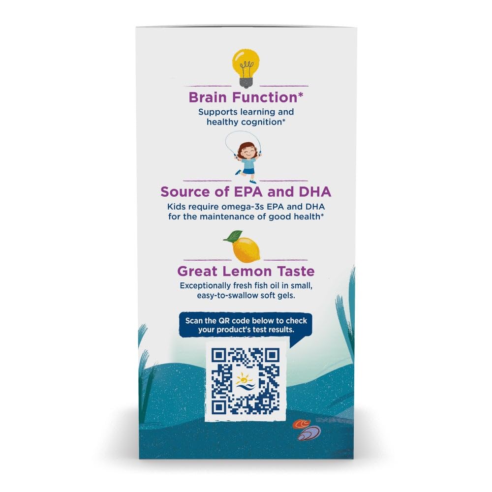 Nordic Naturals Complete Omega Jr., Lemon - 180 Mini Soft Gels - 283 mg Total Omega-3s & 35 mg GLA - Healthy Cognition, Nervous System Function - Non-GMO - 90 Servings - TrustMedUSA