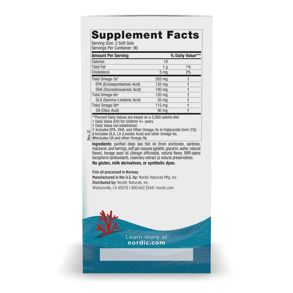 Nordic Naturals Complete Omega Jr., Lemon - 180 Mini Soft Gels - 283 mg Total Omega-3s & 35 mg GLA - Healthy Cognition, Nervous System Function - Non-GMO - 90 Servings - TrustMedUSA