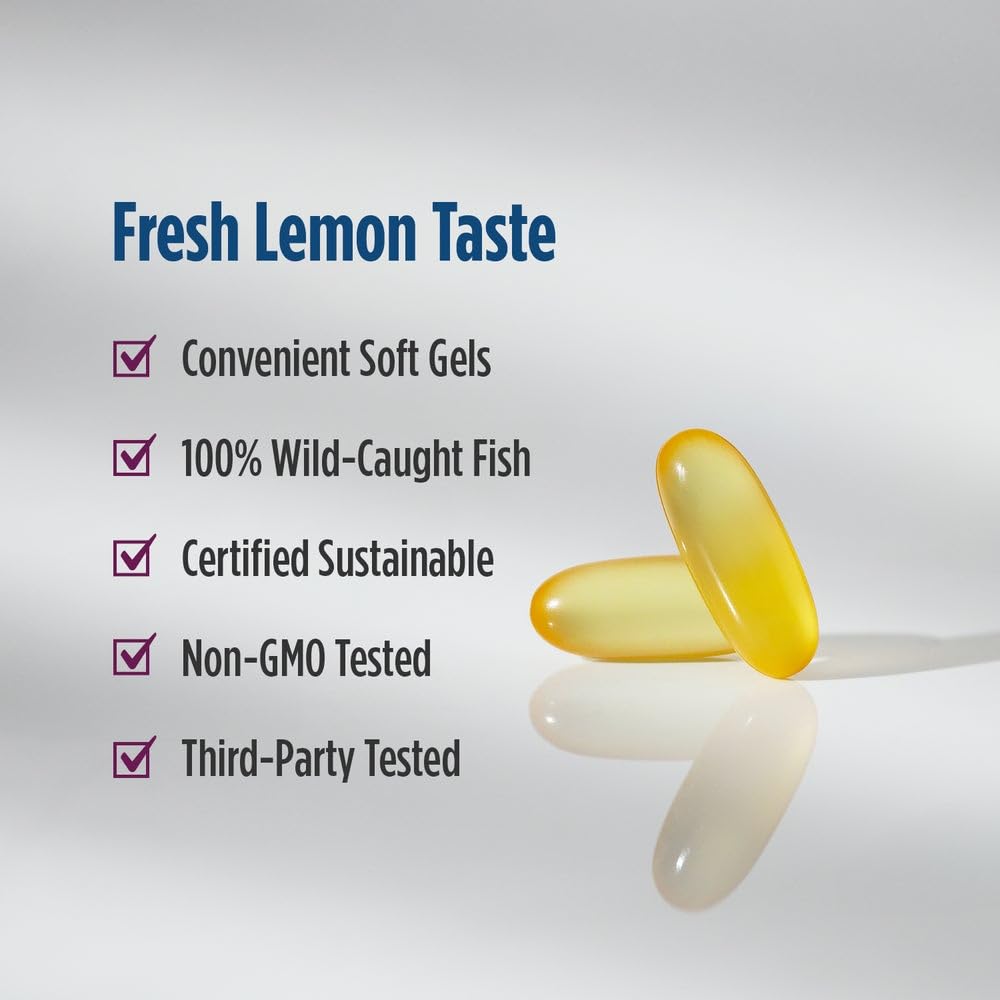 Nordic Naturals Complete Omega, Lemon Flavor - 120 Soft Gels - 565 mg Omega-3 - EPA & DHA with Added GLA - Healthy Skin, Cognition, Positive Mood - Non-GMO - 60 Servings - TrustMedUSA