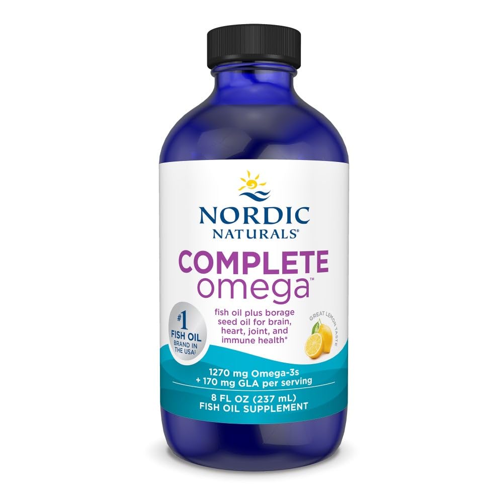 Nordic Naturals Complete Omega, Lemon Flavor - 8 oz - 1270 mg Omega-3 - EPA & DHA with Added GLA - Healthy Skin, Cognition, Positive Mood - Non-GMO - 48 Servings - TrustMedUSA