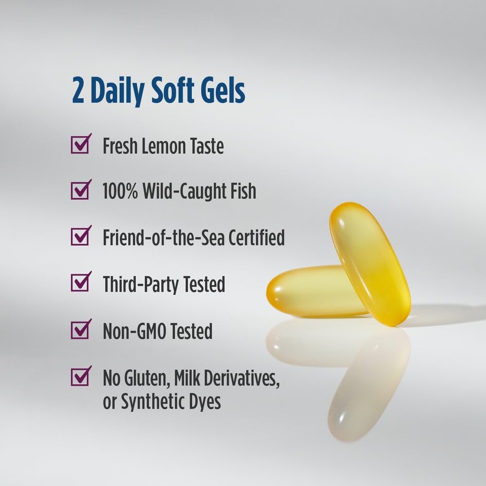 Nordic Naturals Complete Omega Xtra, Lemon - 60 Soft Gels - 1360 mg Omega-3 + 76 mg GLA - Healthy Skin - Cognition - Non-GMO - 30 Servings - TrustMedUSA