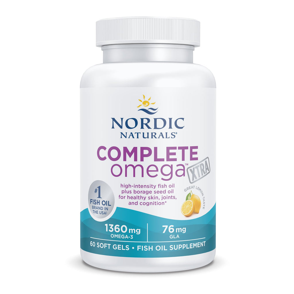 Nordic Naturals Complete Omega Xtra, Lemon - 60 Soft Gels - 1360 mg Omega-3 + 76 mg GLA - Healthy Skin - Cognition - Non-GMO - 30 Servings - TrustMedUSA
