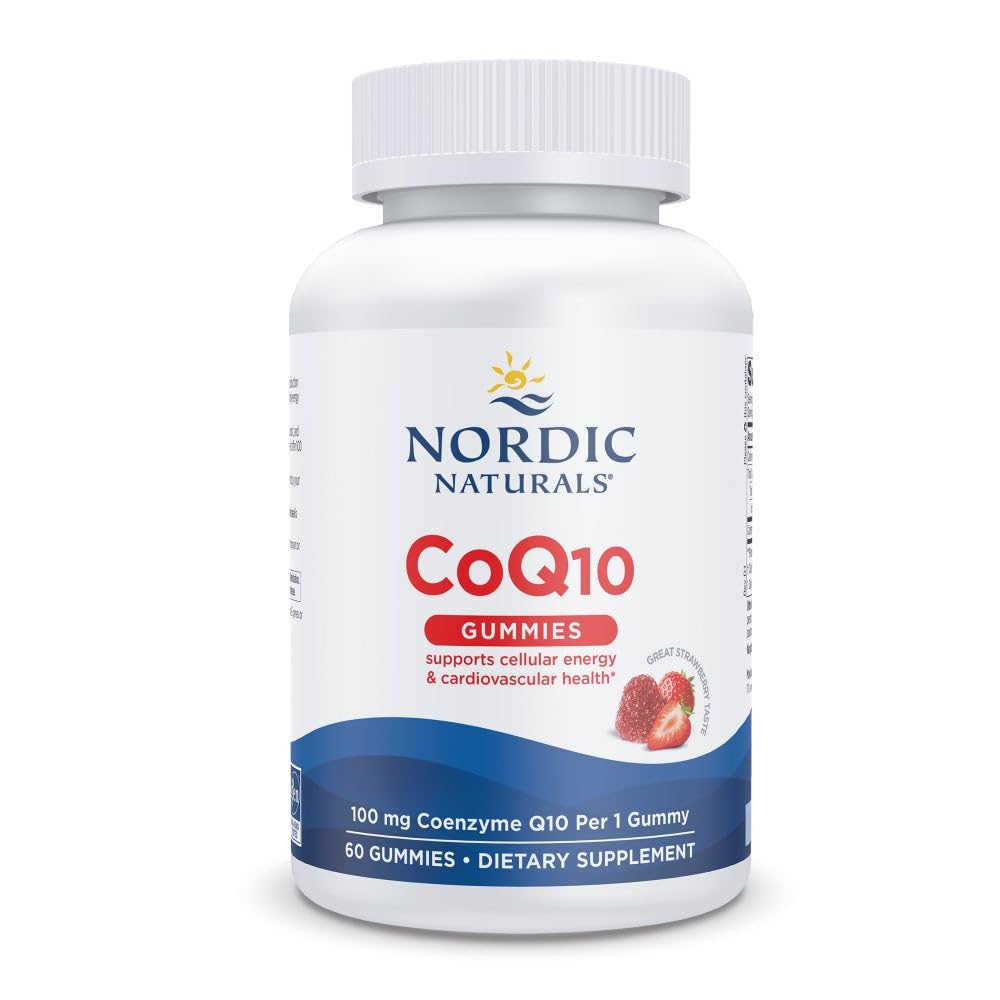 Nordic Naturals CoQ10 Gummies, Strawberry - 60 Gummies - 100 mg Coenzyme Q10 (CoQ10) - Great Taste - Heart Health, Cellular Energy Production, Antioxidant Support - Non-GMO, Vegan - 60 Servings - TrustMedUSA