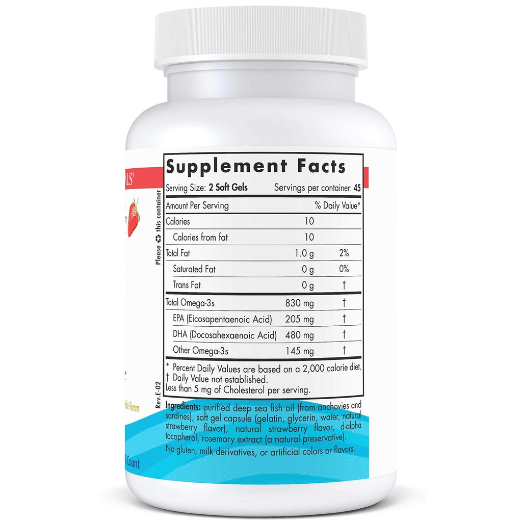 Nordic Naturals DHA, Strawberry - 90 Soft Gels - 830 mg Omega-3 - High-Intensity DHA Formula for Brain & Nervous System Support - Non-GMO - 45 Servings - TrustMedUSA