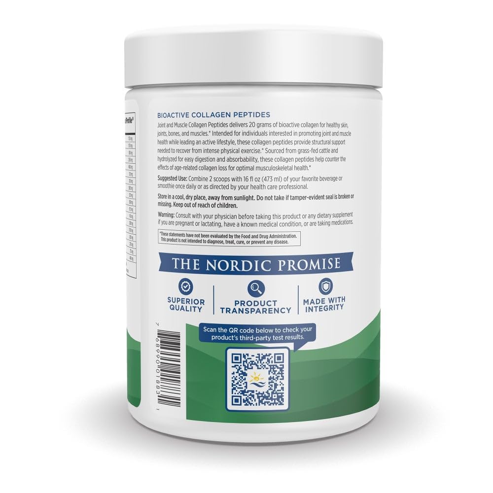 Nordic Naturals Joint & Muscle Collagen Peptides, Unflavored - 10.6 Ounces - Collagen Supplement for Skin Health and Joint Mobility - 15 Servings - Maple Wellness Supplements