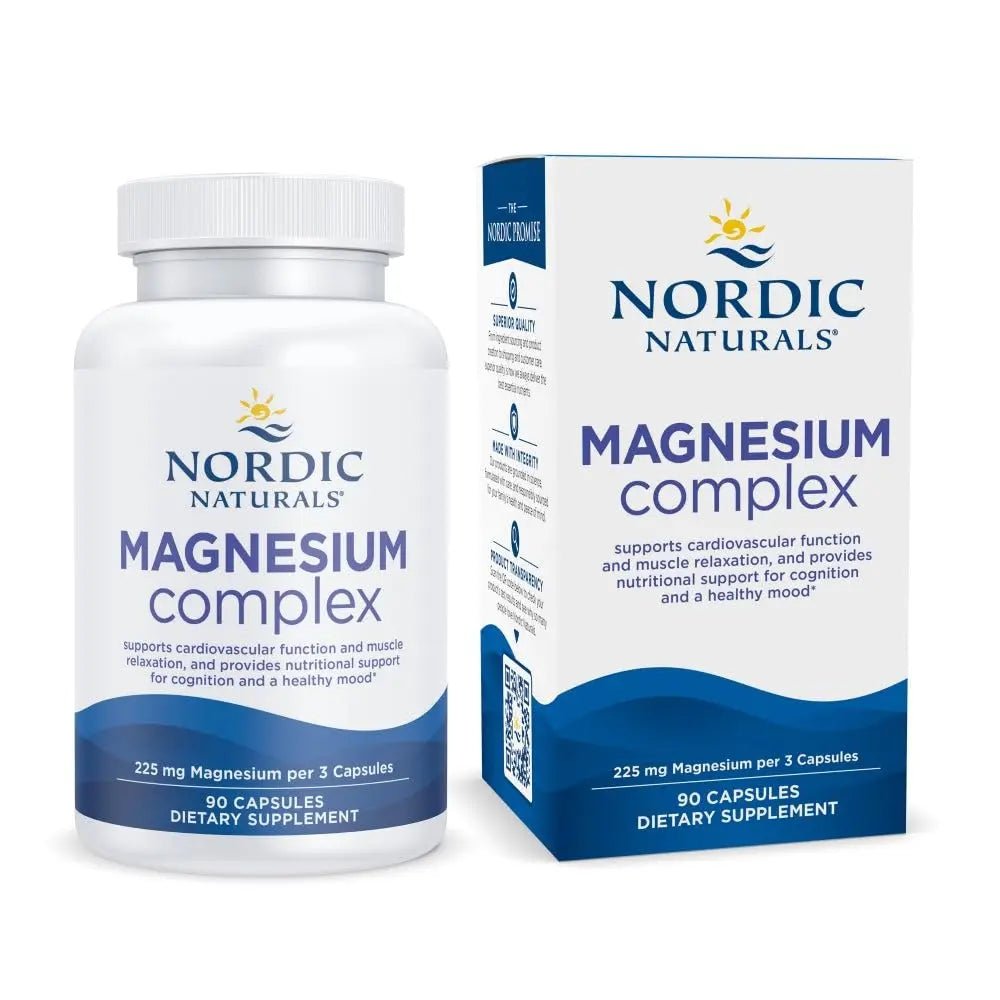 Nordic Naturals Magnesium Complex - 90 Capsules - 225 mg Magnesium, 1.9 mg Iron - Brain & Heart Health, Mood, Energy, & Muscle Relaxation - Non-GMO, Vegan - 30 Servings - TrustMedUSA