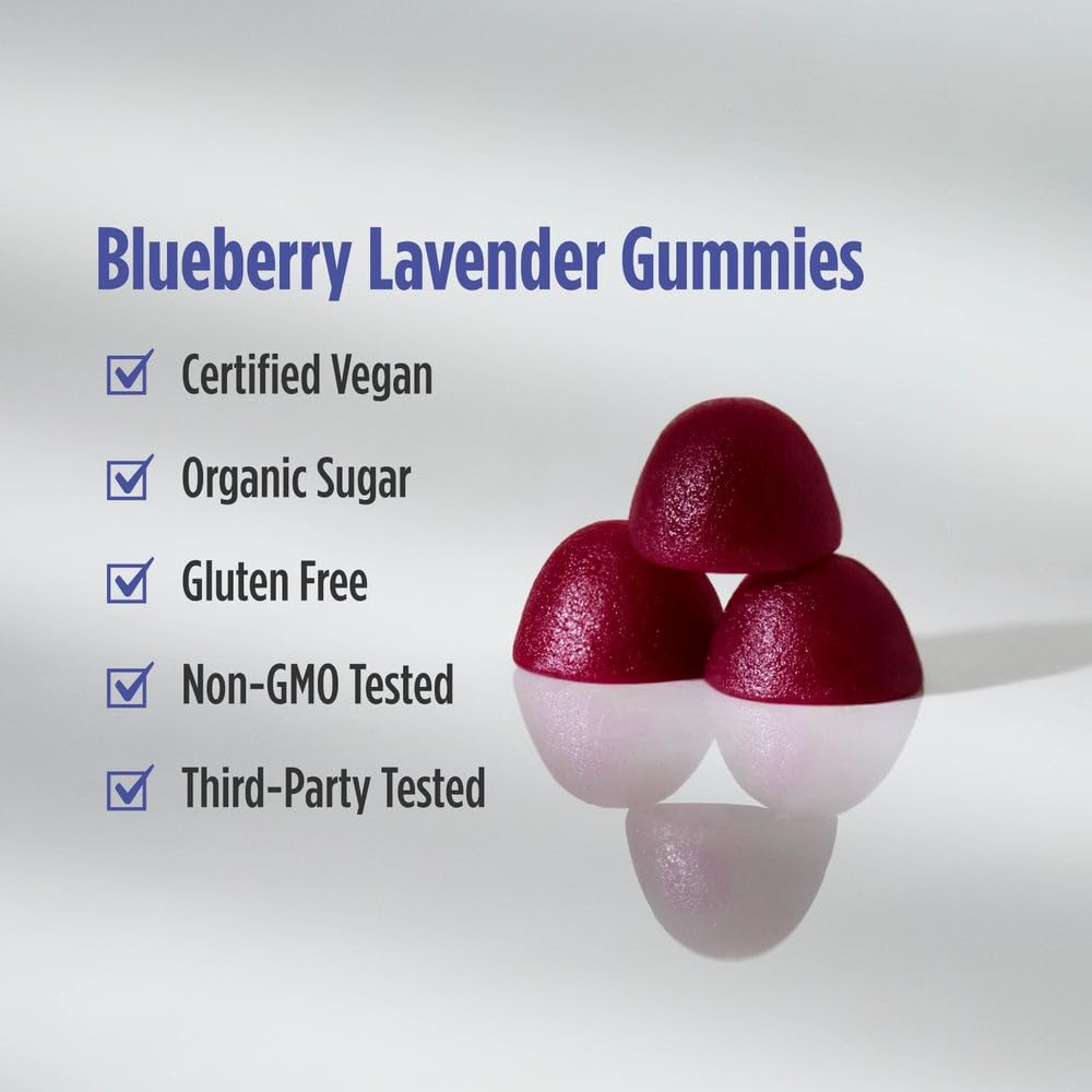 Nordic Naturals Magnesium Gummies for Adults, Blueberry Lavender Flavor - 60 Gummies - Vegan Magnesium Supplement for Mind, Mood, and Cardiovascular Support - Non-GMO - 20 Servings - TrustMedUSA